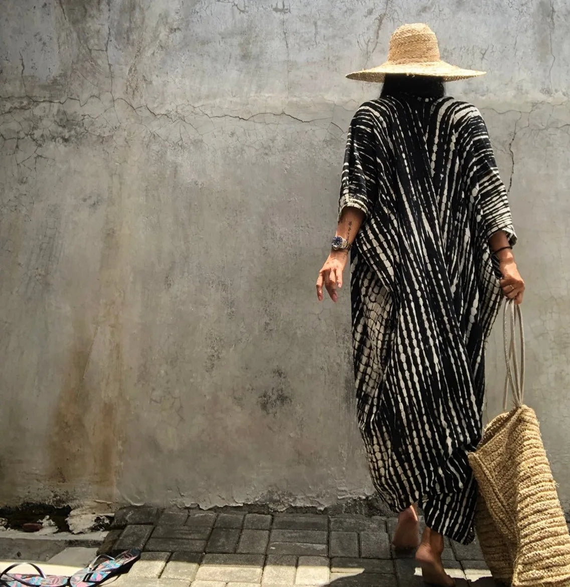 Summer Beach Cover Ups Vintage Printed Belted Kimono Swimwear Long Cardigan Casual Loose Beachwear Outfits Swimsuit Covers Robe