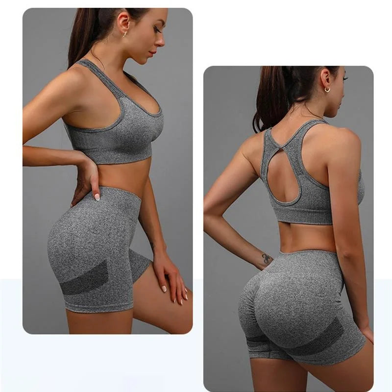 Summer sleeveless peach-shaped yoga suit set for women's running exercise and fitness training, a two-piece set