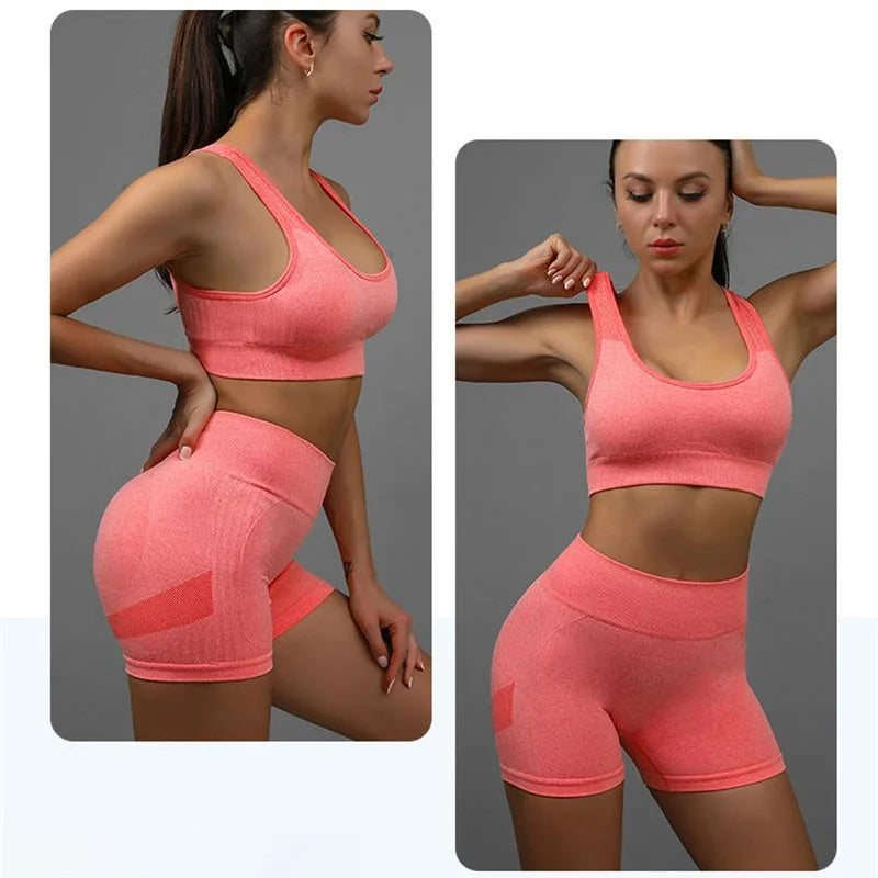 Summer sleeveless peach-shaped yoga suit set for women's running exercise and fitness training, a two-piece set