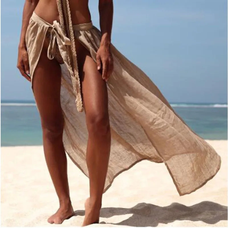 2023 New Cover-ups Summer Women Beach Wear Cotton Tunic Dress Bikini Bath Sarong Wrap Skirt Swimsuit Cover Up