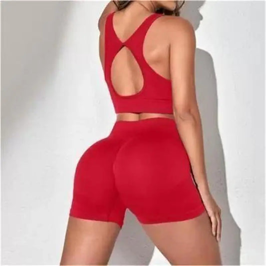 Summer sleeveless peach-shaped yoga suit set for women's running exercise and fitness training, a two-piece set