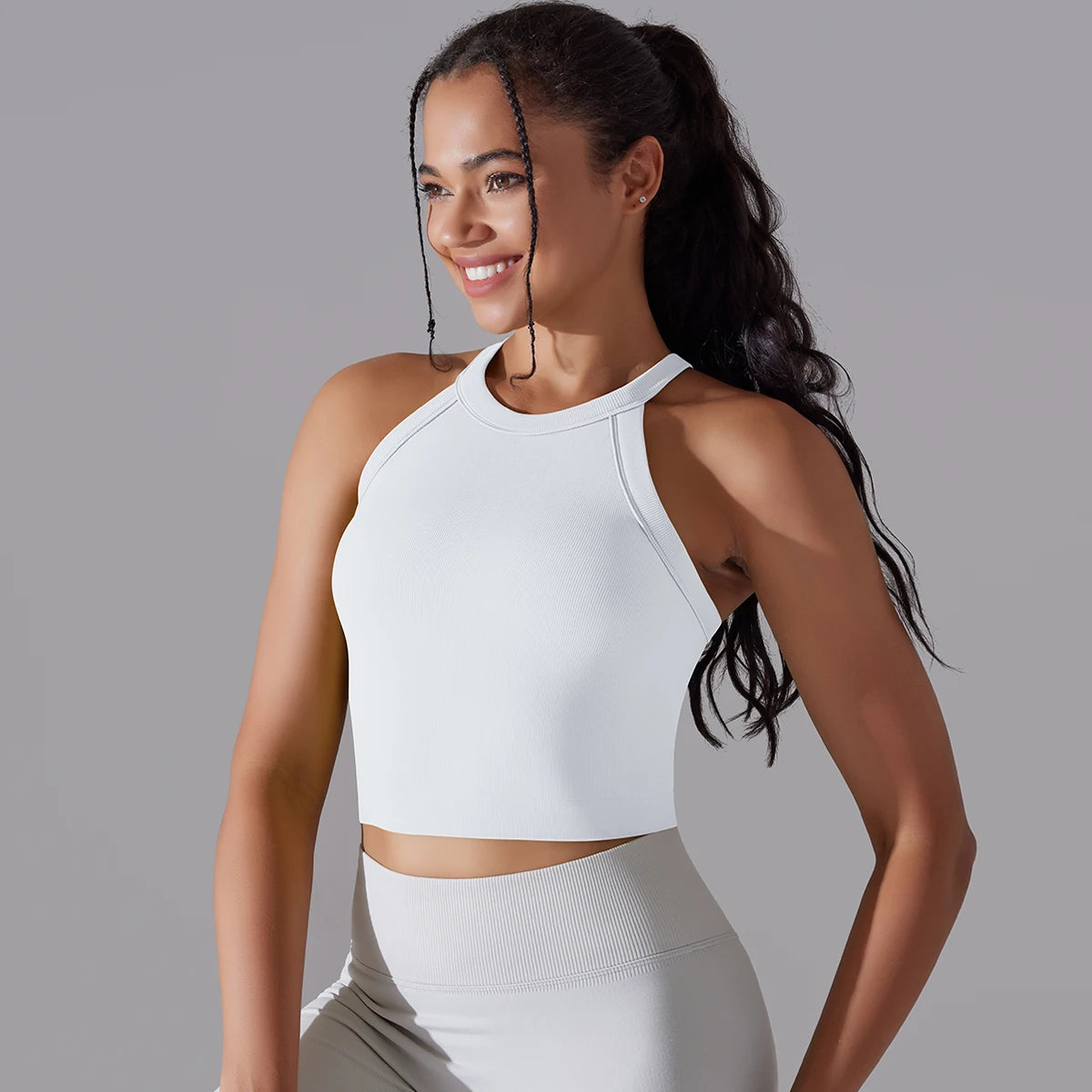 Double Layer Breathable Sports Bra Women's Solid Color Vest Seamless Sports Tops Running Vest Gym Wear Women Fitness Top