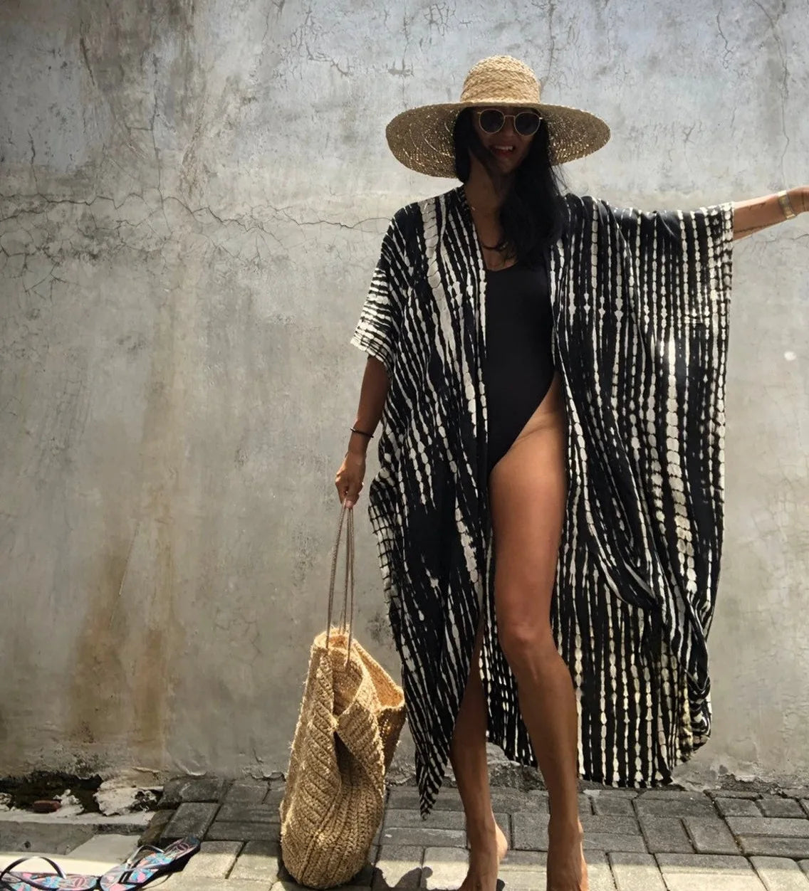 Summer Beach Cover Ups Vintage Printed Belted Kimono Swimwear Long Cardigan Casual Loose Beachwear Outfits Swimsuit Covers Robe