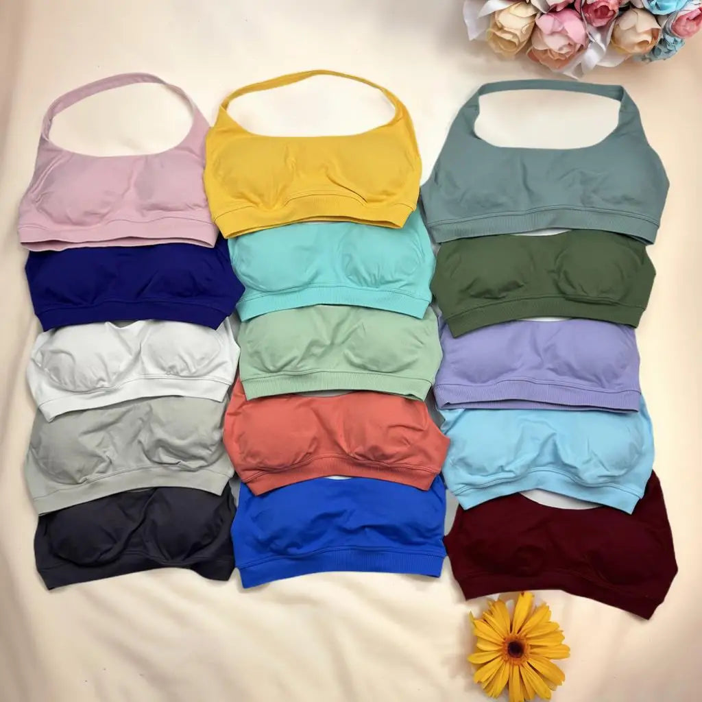 Sports Bra Women Seamless Halter Top High Support Push-up Open Back Gym wear Fitness Yoga Workout underwear