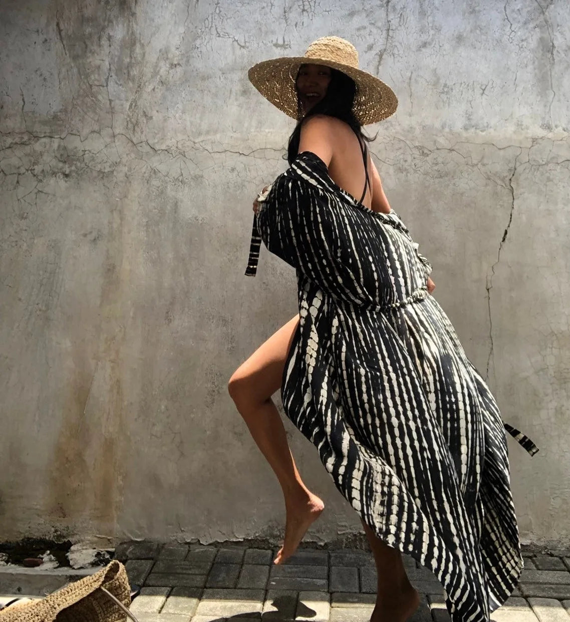 Summer Beach Cover Ups Vintage Printed Belted Kimono Swimwear Long Cardigan Casual Loose Beachwear Outfits Swimsuit Covers Robe