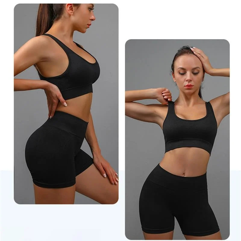 Summer sleeveless peach-shaped yoga suit set for women's running exercise and fitness training, a two-piece set