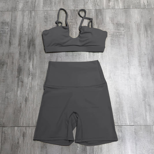 Ctenkevet Two-Piece Women's Sports Set Chest Crossover Yoga Clothes Female Gym Bandeau Sports Bra Suits Sport Outfit For Woman